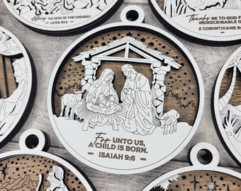 For Unto Us A Child Is Born - Isaiah 9:6 - A King is Born Christmas Ornament - 3 Layer Ornament - Birth of Christ - Christian Gift - Jesus