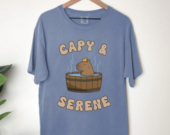 Capy and Serene Shirt, Cute Capybara Shirt, Funny Capybara Shirt, Capybara Graphic Tee, Gift for Capybara Lover, Jennie Kim Capybara Shirt