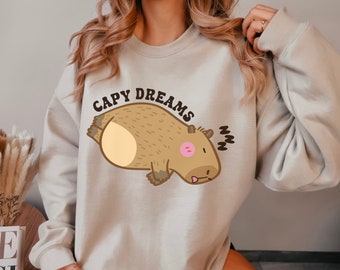 Capy Dreams Crewneck Sweatshirt, Cute Capybara Graphic Shirt