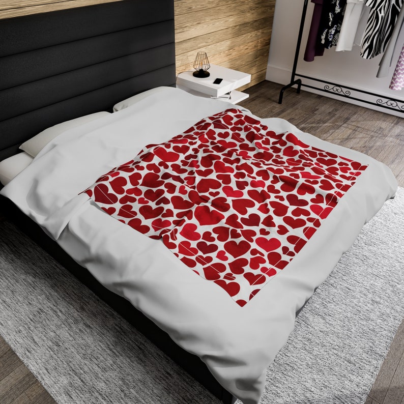 Heartshaped Valentine's Blanket, Valentine Red Heart Throw Blanket