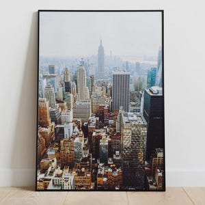 New York City Skyscrapers Poster, Aerial Urban Wall Art of United States Skyline, Modern NYC Architecture Print, Matte Paper, Travel Decor
