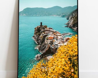 Vernazza Italy Coastal Poster, Cinque Terre Scenic Wall Art, Italian Riviera Travel Print, Matte Paper Cityscape Wall Decor, Seaside Gift