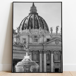 St. Peter’s Basilica Printable Wall Art | Monochrome Vatican, Italy Landmark | Digital Download | Historic Architecture | Home, Office Decor