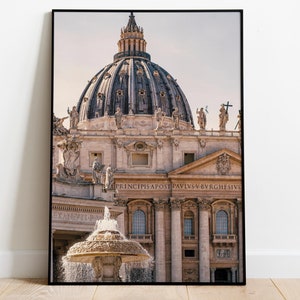 St. Peter’s Basilica Wall Art | Vatican Landmark in Italy | Premium Matte Paper Wooden Framed Poster | Historic Architecture | Italian Decor