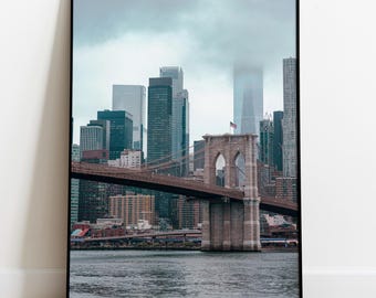 Brooklyn Bridge New York Unframed Poster, NYC Skyline Print, USA Manhattan Wall Art