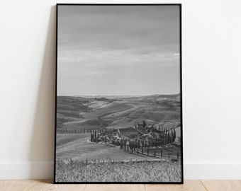 Monochrome Tuscany Landscape Wall Art, Timeless Views of the Italian Countryside. Digital Download. Perfect Decor for Elegant Home or Office