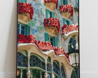 Casa Batlló Unframed Poster, Barcelona Travel Print, Gaudí Architecture Wall Art, Spain Photography