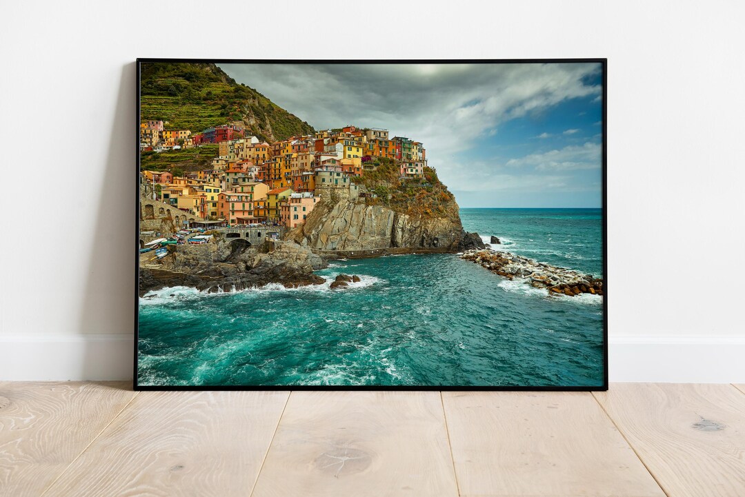 Manarola Cinque Terre Print | Italy Travel Wall Art | Colorful Coastal ...