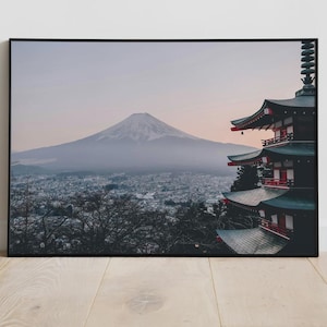 Poster commemorativo della Pagoda Chureito, stampa di viaggio Fujiyoshida in Giappone, stampa murale di paesaggi giapponesi, vista del Monte Fuji, carta da parati decorativa opaca di alta qualità