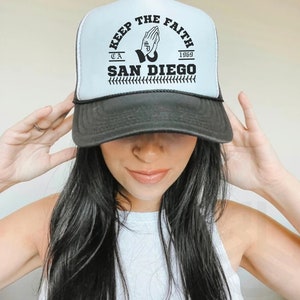 Baseball Trucker Hat, SD, Keep The Faith, Padres, sports, old school hat, San Diego