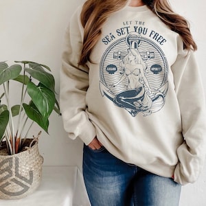 Sailor Crewneck Sweatshirt, fishing, sea, Navy mom, Navy wife, Open Water.