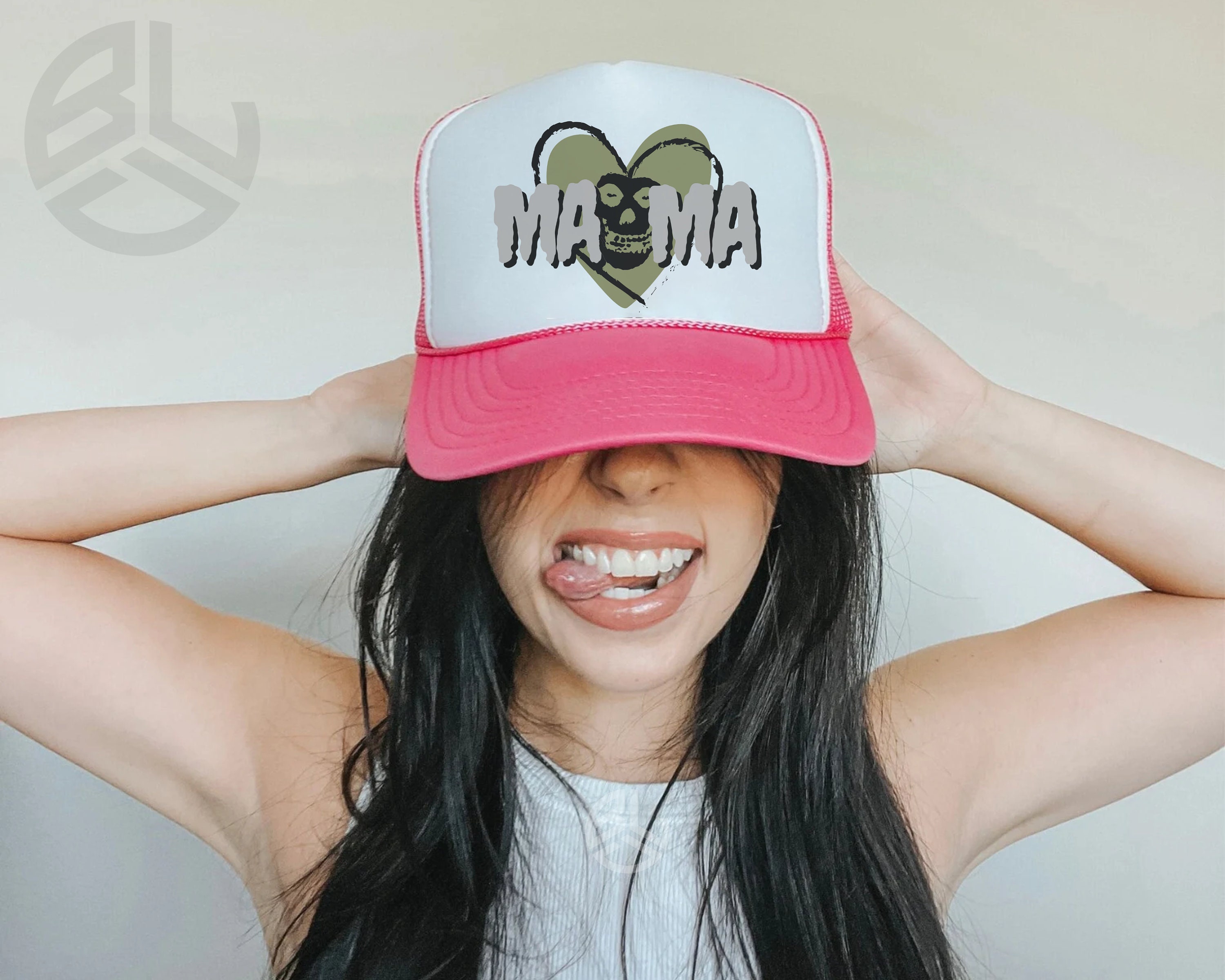 Punk Rock MAMA Trucker Hat , Misfits , Mama Hat , Skull Hat , Punk ...