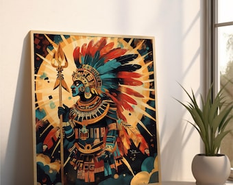 Huitzilopochtli Aztec God Print: Mesoamerican Mythology Wall Art (Digital Download)