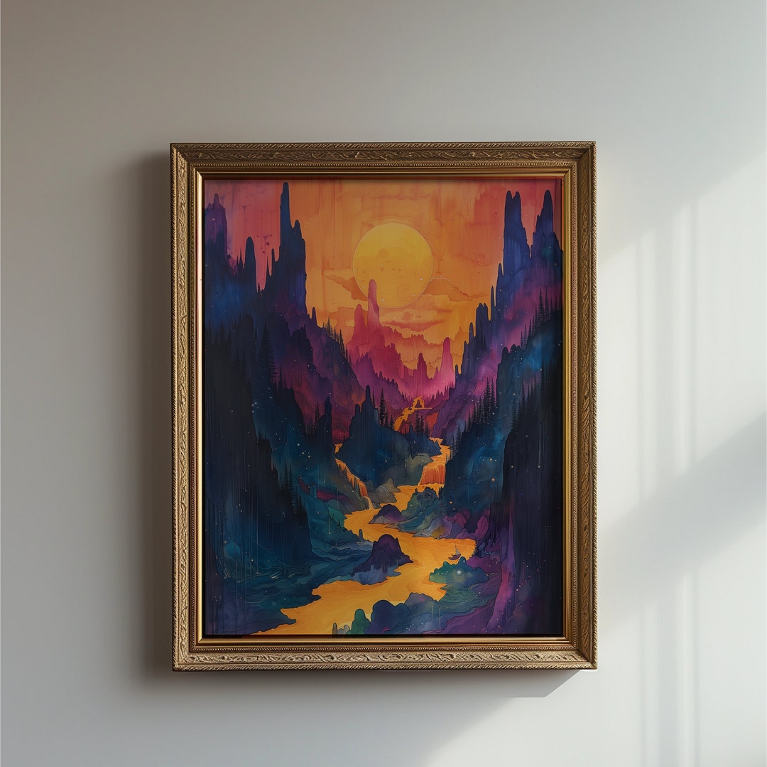 Flow of Dreams | Psychedelic Printable Wall Art | Surrealist Landscape ...