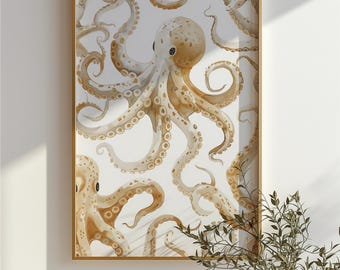 Octopus Pattern | Watercolor | Bathroom | Digital Download