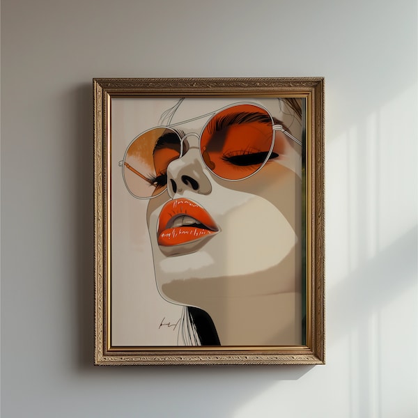 Modern Woman | Pop Poster Printable Wall Art | Modern Poster | Summer Time Print | Woman Sunglasses Pop Art