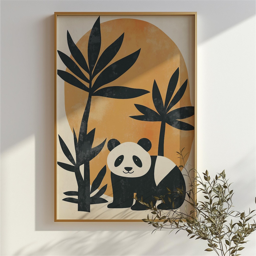 Boho Panda Print: Minimalist Animal Poster, Neutral Decor (digital ...