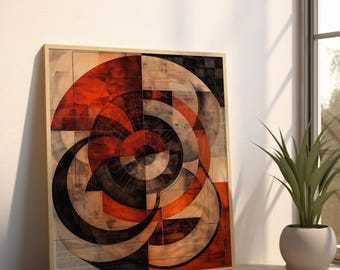 Abstract Geometric Spiral Art Print: Modern Home Decor (Digital Download)