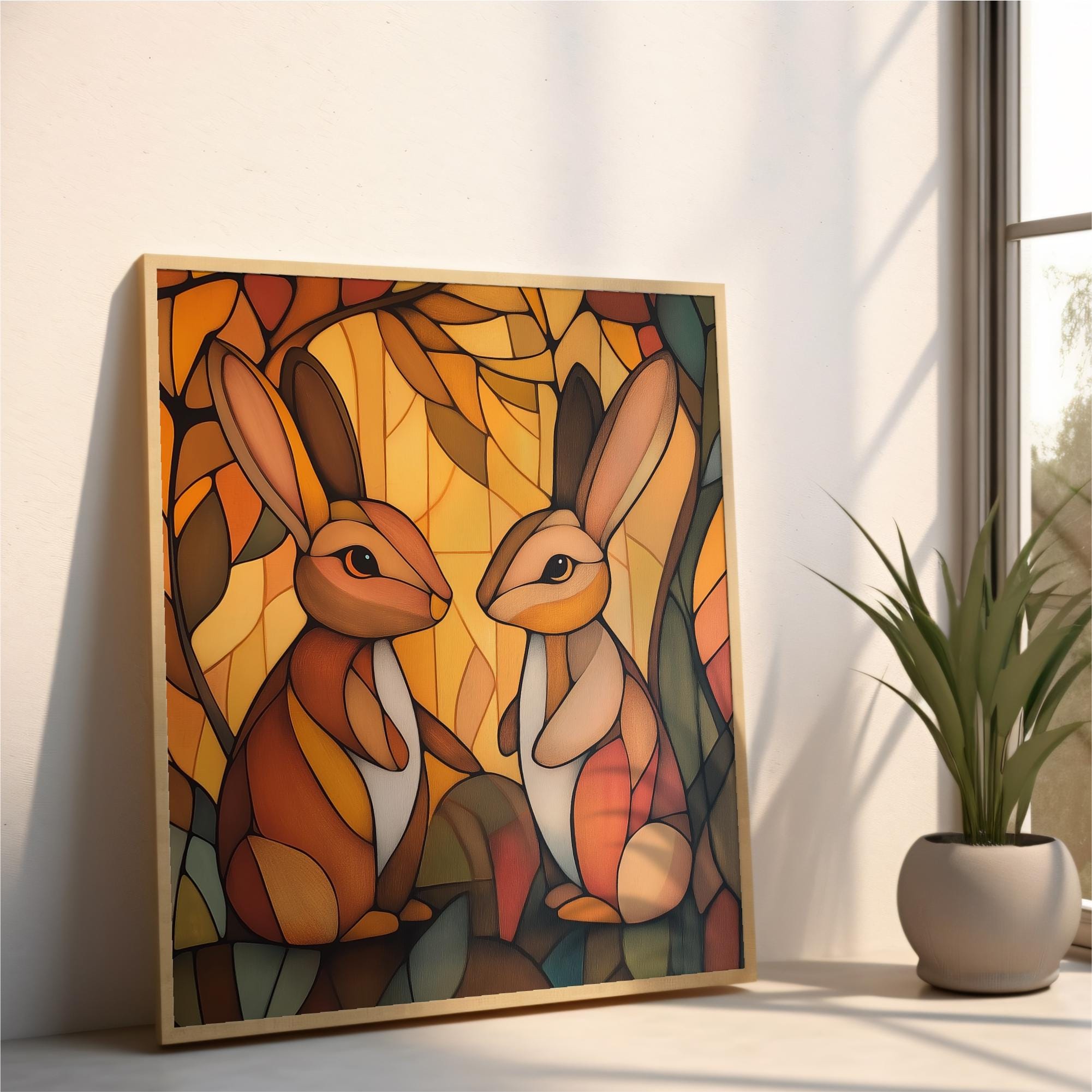 Art Deco Rabbits Print: Vintage Cabin Animal Poster (digital Download ...