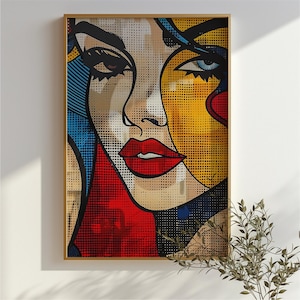 Flirty Look | Printable Wall Art | Vintage Retro Decor | Colorful Modern Print | Pop Art Woman | Home & Office Decor