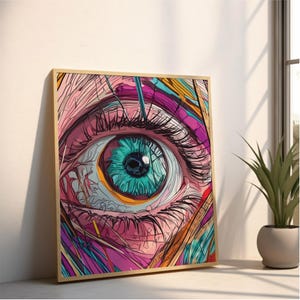 Eye of Tetsuo | Printable Wall Art | Cyberpunk Surreal Eye | Bold Abstract Expressionism | Neon Psychedelic Vision | Futuristic Sci-Fi Decor