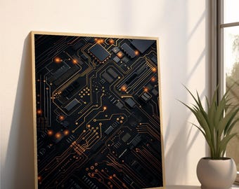 Circuit Board Art Print: Abstract Tech Decor (Digital Download)