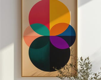 Colorful Circles Mid Century Modern Art Print (Digital Download)
