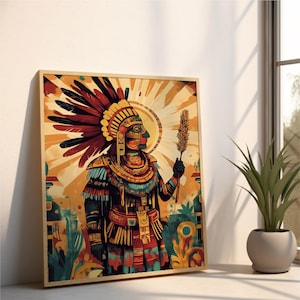 Xipe Totec in Ceremonial Stance | Printable Wall Art | Aztec God of Agriculture | Ancient Mexican Mythology | Mesoamerican Decor