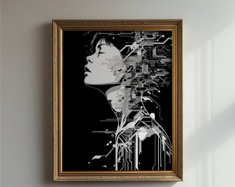 Anime Futuristic Woman Poster: High-Tech Wandkunst (Digitaler Download)