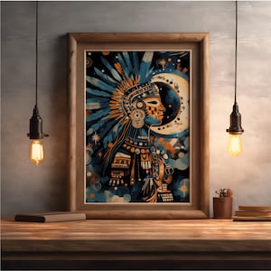 Coyolxauhqui in Lunar Splendor | Printable Wall Art | Aztec Goddess of the Moon | Ancient Mexican Mythology | Mesoamerican Decor for Home