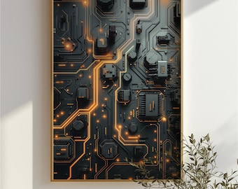 Circuits noirs et oranges | Cyberpunk | Salon | Téléchargement numérique