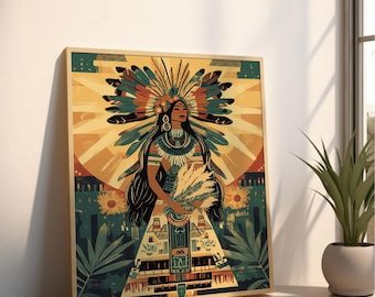Tonantzin Mother Goddess Print: Aztec Mesoamerican Decor (Digital Download)