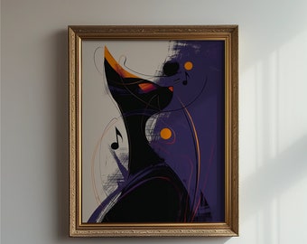 Jazz Cat - Single | Modern Poster Printable Wall Art | Jazz Club Poster | Minimalist Cat Poster | Living Room Wall Art | Den Wall Art
