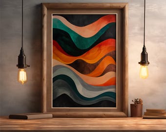 Colorful Waves Art Print: Abstract Expressionist Home Decor (Digital Download)