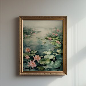 Lily Pond Abstract Landscape Print: Minimalist Watercolor Painting (Digital Download)