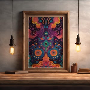 Celestial Eyes | Printable Wall Art | Psychedelic Visionary | Trippy Optical Illusion | Abstract Cosmic Energy | Spiritual Third Eye Print