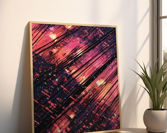 Cyberpunk Data Corruption Art: Neon Vaporwave Print (Digital Download)