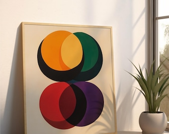 Mid Century Modern Colorful Circles Art Print (Digital Download)