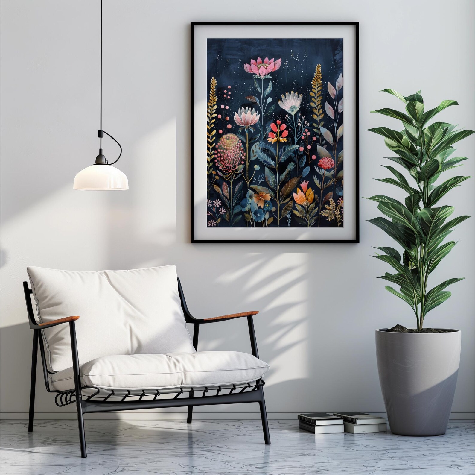 Art Print A3 Bouquet on Navy - Typoflora main image 0