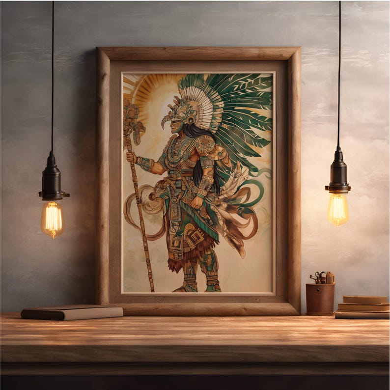 Quetzalcoatl Art Print: Aztec Rising Sun God (digital Download) - Etsy