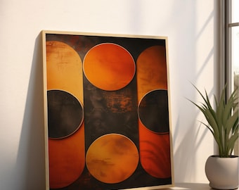 Black and Orange Circles | Mid-Century Modern | Dining Room | Digital Download