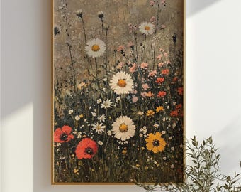 Impressionist Wildflower Meadow Print: Vintage Botanical Art (Digital Download)