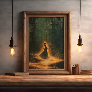 Spirit of the Forest | Printable Wall Art | Enchanted Woodland | Mystical Fairy Light | Ethereal Fantasy Decor | Glowing Forest Scene