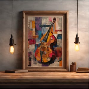 Colorful Violin Art Print: Abstract Expressionist Music Decor (Digital Download)