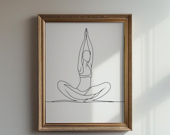 Impression d'art au trait posture de yoga minimaliste (téléchargement numérique)