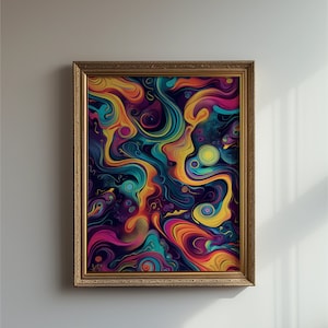 Psychedelic Abstract Art Print: Colorful Home Office Decor (Digital Download)