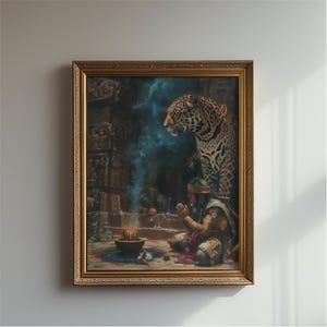 Aztec Jaguar Priest Printable Art: Ancient Mexican Decor (Digital Download)