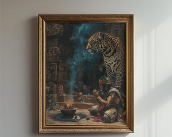 Aztec Jaguar Priest Printable Art: Ancient Mexican Decor (Digital Download)