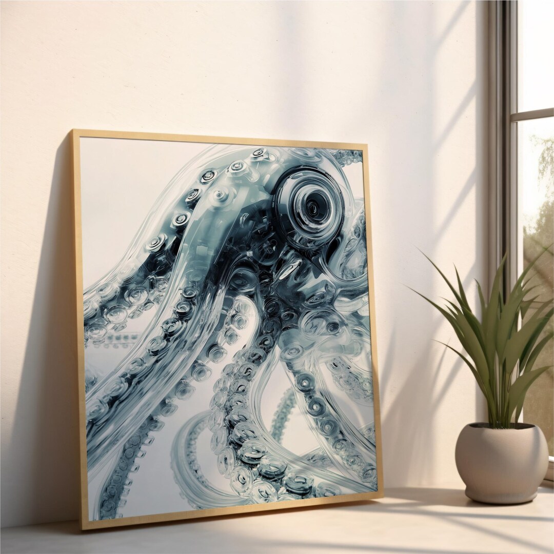 Cyber Octopus Printable Wall Art: Futuristic Animal Poster (digital ...