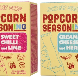 Popcorn Gewürz 2er-PACK Sweet Chilli und Limette 180g & Frischkäse und Kräuter 180g